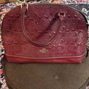 Coach Burgundy Embossed Satchel
